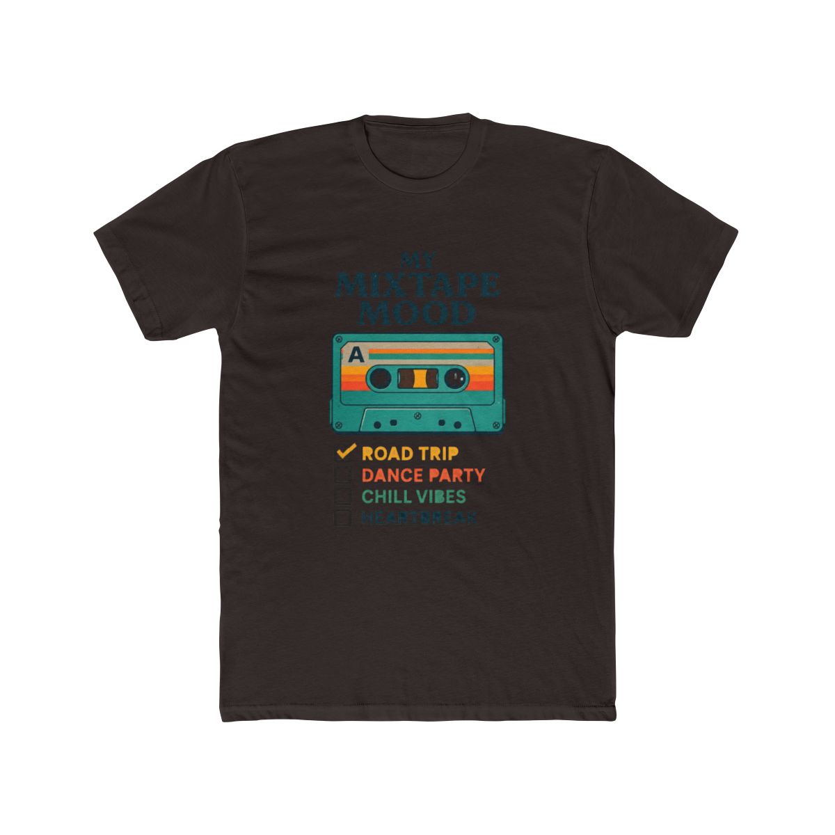 Retro Cassette Tape Mixtape Mood Checklist Colorful T Shirt - alternate angle 2, merchandise