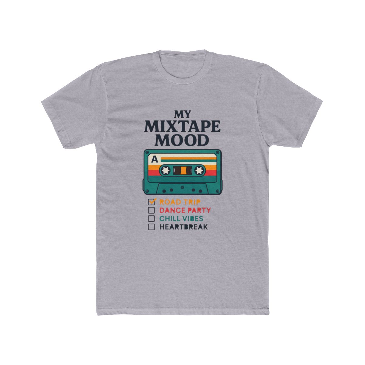 Retro Cassette Tape Mixtape Mood Checklist Colorful Performance T Shirt - alternate angle 2, merchandise
