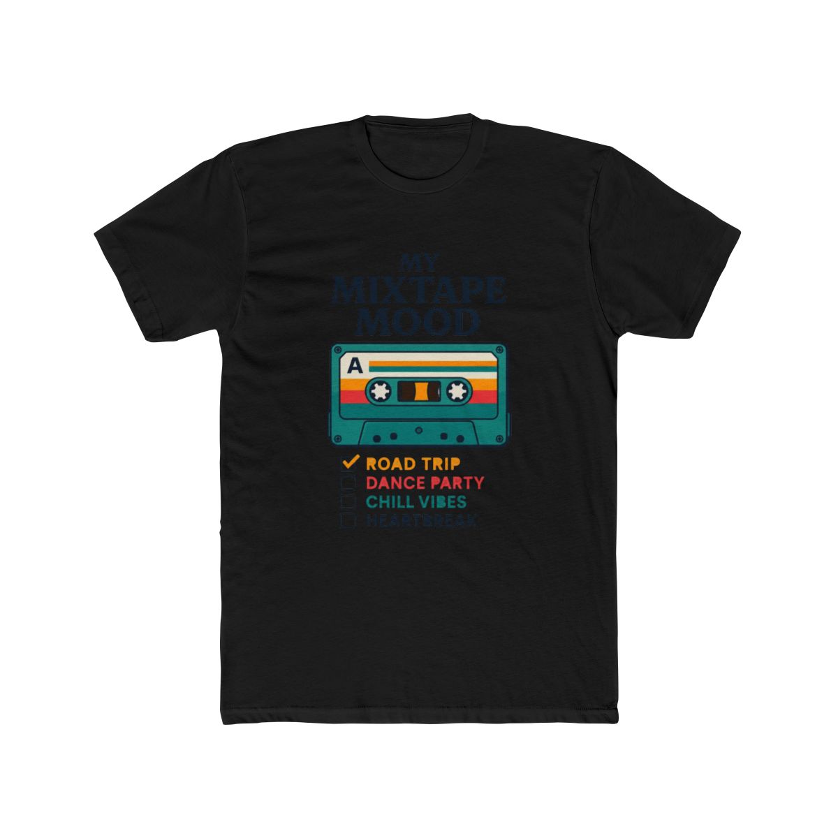 Retro Cassette Tape Mixtape Mood Checklist Colorful Performance T Shirt - alternate angle 3, merchandise