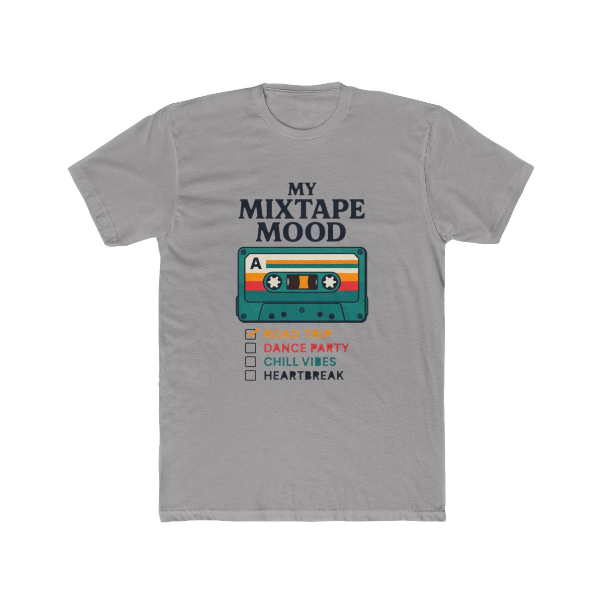 Retro Cassette Tape Mixtape Mood Checklist Colorful Performance T Shirt - alternate angle 5, merchandise