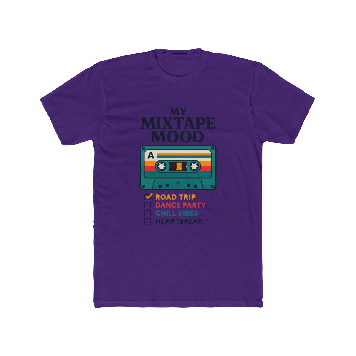Retro Cassette Tape Mixtape Mood Checklist Colorful Performance T Shirt - alternate angle 3, merchandise