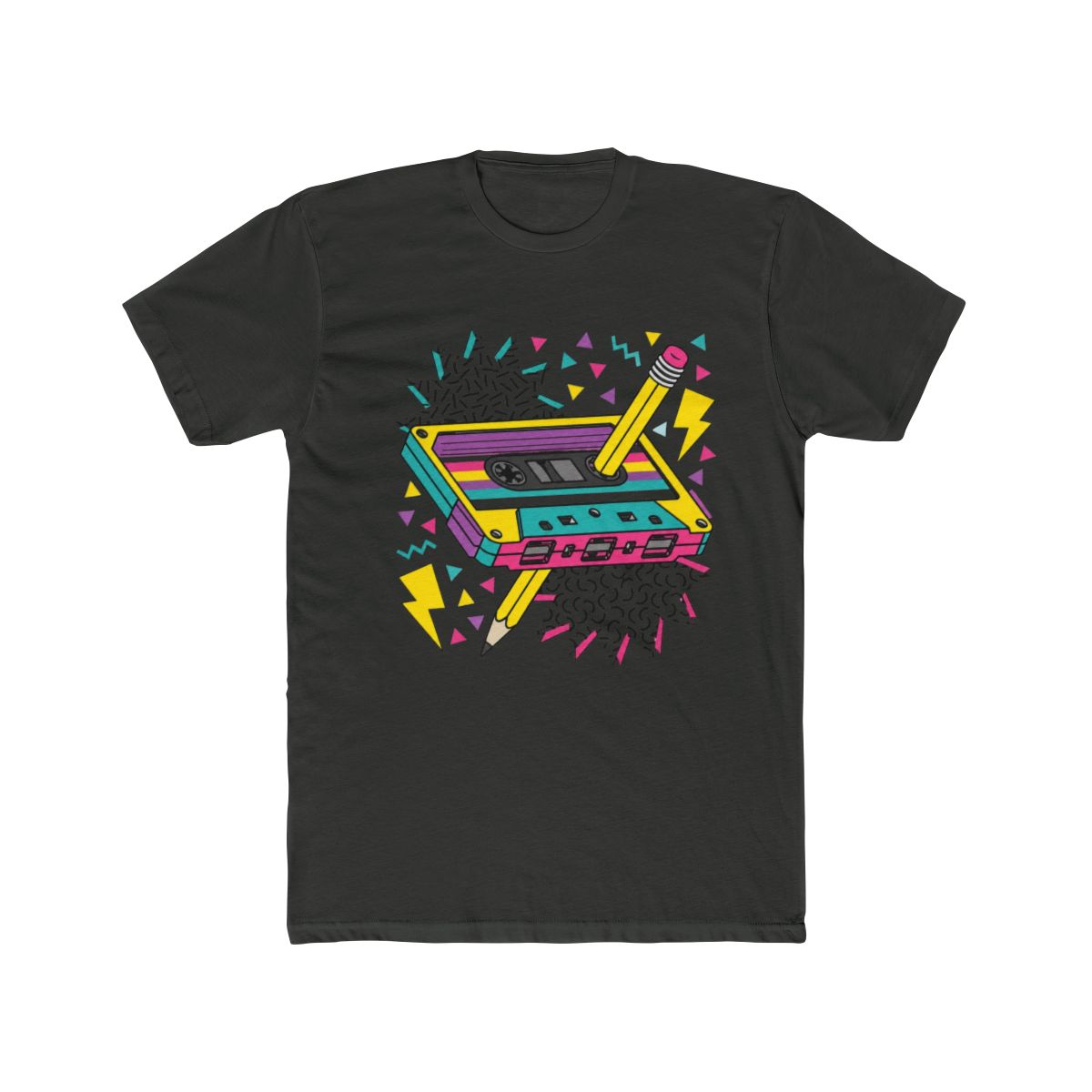 Vintage Cassette Tape Pencil 80s 90s Music Mixtape Men Women T Shirt - alternate angle 4, merchandise