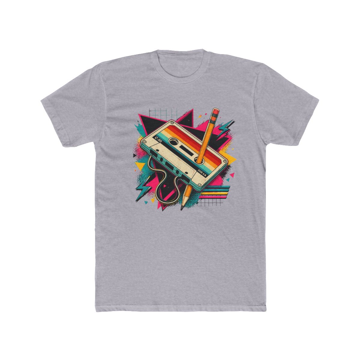 Cassette Tape Retro Mixtape Pencil Music 80s 90s DJ Vibes T Shirt - alternate angle 3, merchandise