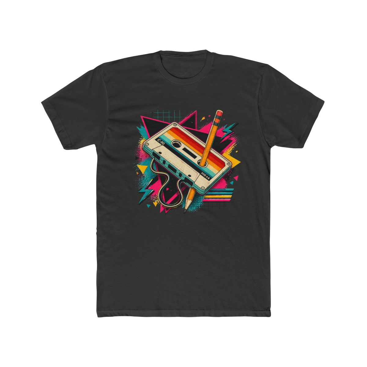 Cassette Tape Retro Mixtape Pencil Music 80s 90s DJ Vibes T Shirt - alternate angle 4, merchandise