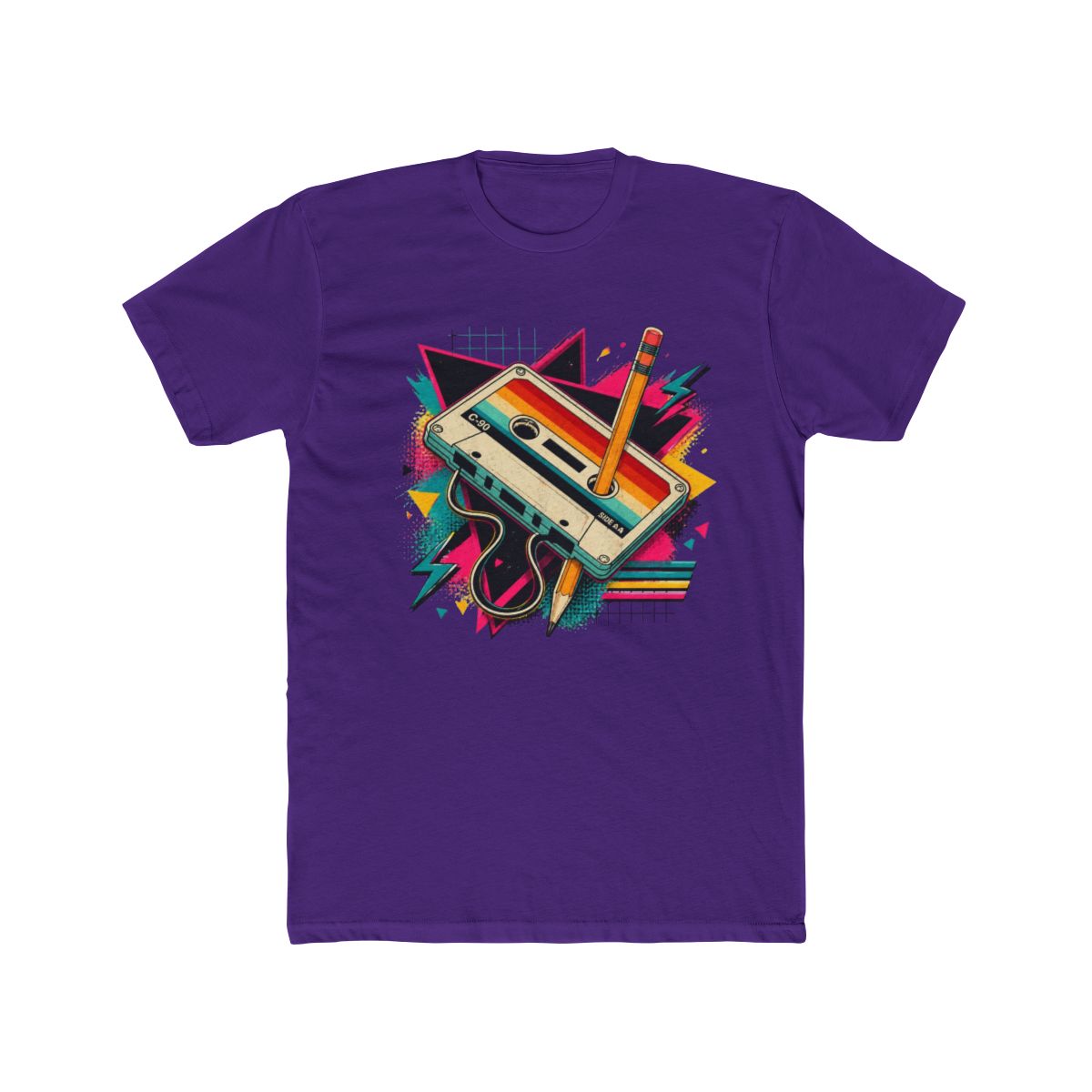 Cassette Tape Retro Mixtape Pencil Music 80s 90s DJ Vibes T Shirt - alternate angle 5, merchandise