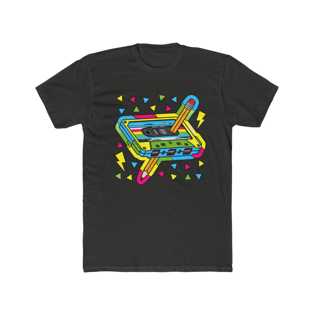 Vintage Cassette Tape Pencil 80s 90s Retro Music Mixtape T Shirt - alternate angle 5, merchandise